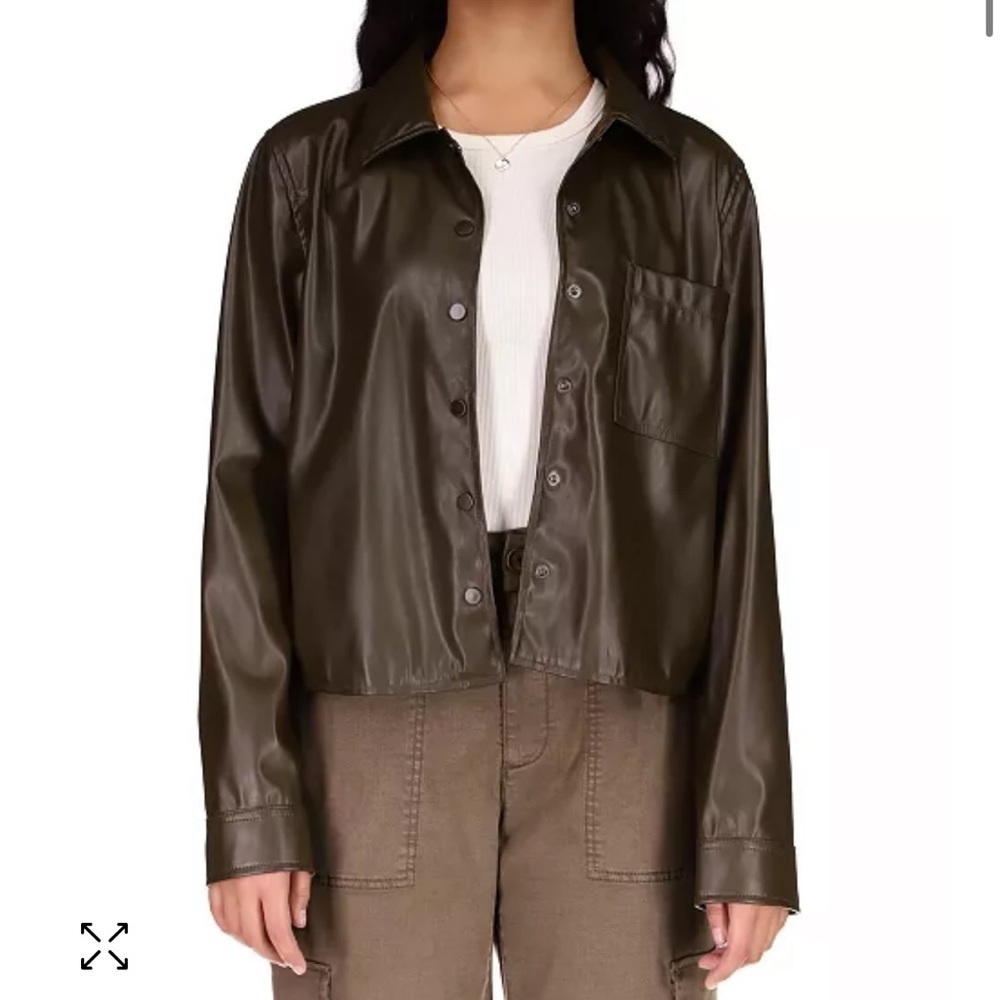 SANCTUARY Women's Faux-Leather Pocket Shirt